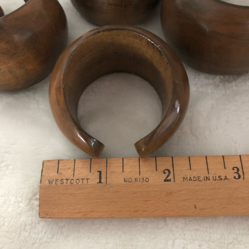Set of Six Wooden Unique Cuff Style Napkin Rings - Picture 3 of 5